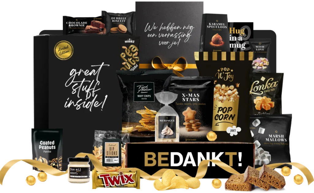 Mooi zwartgekleurd kerstpakket