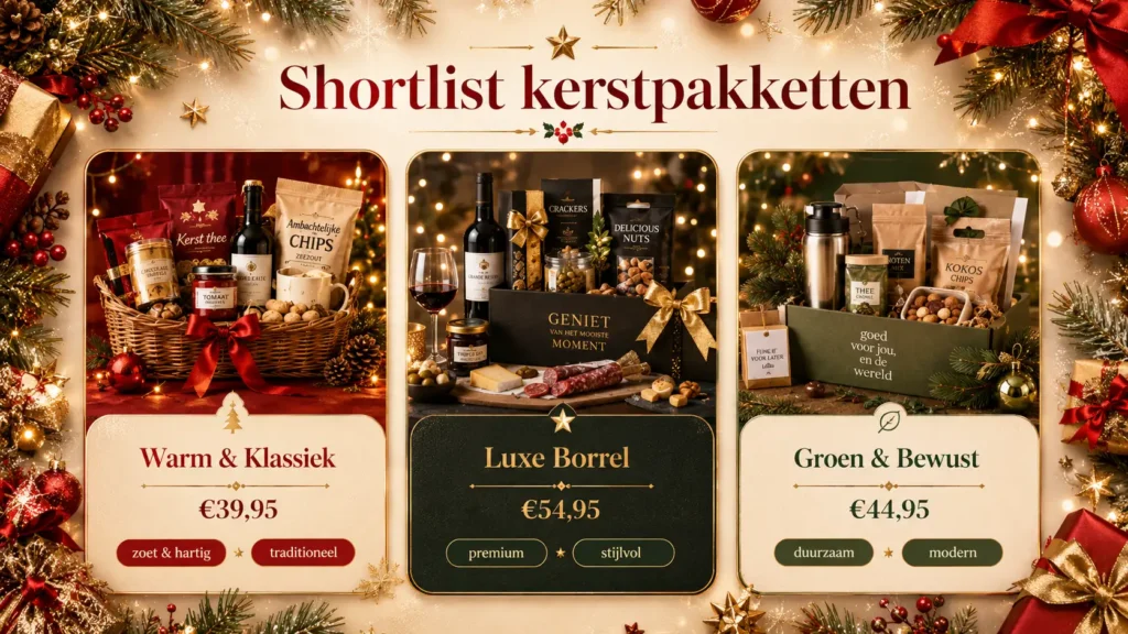 Een shortlist van kerstpakketten maken