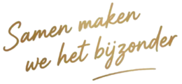 Gouden scriptlettertype inspirerende quote: Samen maken we het bijzonder